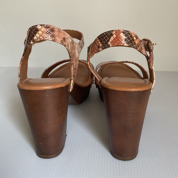 Celia Women's Platform Block Heels Brown Python Retro Sandals Animal Print 10 - Picture 5 of 13